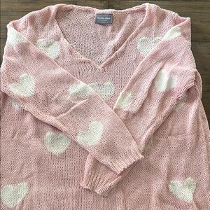 Wooden Ships Pink Heart Sweater
